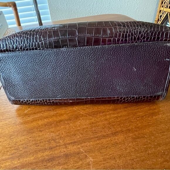 Vintage Brighton Croc Embossed Pattern Leather Shoulder Purse Brown Burgundy - Picture 15 of 15